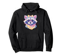 Blue Raccoon Portrait Animal Lover Graphic Pink Glasses Pullover Hoodie