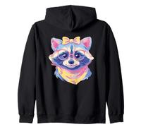 Blue Raccoon Portrait Animal Lover Graphic Pink Glasses Zip Hoodie