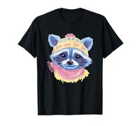 Blue Raccoon Winter Portrait Lover Graphic Yellow Pink Scarf T-Shirt