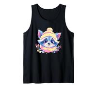 Blue Raccoon Winter Portrait Lover Graphic Yellow Pink Scarf Tank Top