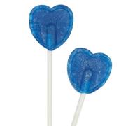 Blue Raspberry Heart Shaped Lollipops - Individually Wrapped Fruity Hard Candy - Ideal for Baby Showers, Birthdays, Events, Party Bags - Vegan (25 Piece)