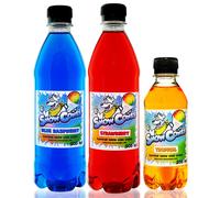 Blue Raspberry & Strawberry Syrup Pack with FREE Tropical - Compatible with ALL Slush Puppie - Slushie - Slushy & Snow Cone Machines