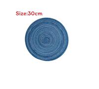 (Blue) Rattan Woven Coasters With Heat Resistant Cotton Placemats For Lounge Kitchen