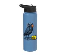 Blue Raven Crow Perched Branch Dark Wildlife Gothic Bird Stainless Steel Insulated Water Bottle