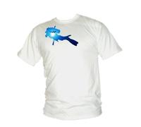 Blue Ray T-Shirts Men's Scuba Diver & Hammerhead Shark - Diving T-Shirt White Large