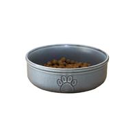 Blue Reactive Glaze Pet Bowl 18x6cm Paw Print Cat Dog Food Water Biscuit Round Dish