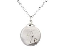 Blue Real Dandelion Seed Oval Glass Glow In The Dark Pendant Necklace Bridesmaids