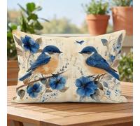 Blue Rectangle Waterproof Linen Cushion Covers 40x70cm Set of 1 kdd-4383