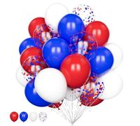 Blue Red and White Balloons Set, 20Pcs 12 Inch Royal Blue White Red Confetti Helium Latex Balloons Pack for Britain Platinum Jubilee Union Jack Theme Birthday Wedding Baby Shower Party Decorations