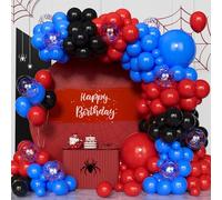 Blue Red Black Balloon Arch Kit,100 Pcs Blue Red Black Balloon Garland Kit with Confetti Balloons for Birthday Baby Shower Wedding Engagement Anniversary Party Decorations