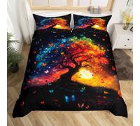 (Blue Red Black, Single(No Comforter)) Homewish Peacock Comforter Cover Double Teal Blue Peacock Feather Bedding Set Chic Exotic Floral Animal Duvet Cover Oil Painting Artwork Style Quilt C