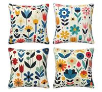 Blue Red Black Yellow Cushion Covers 35x35cm Set of 4 Decorative Throw Pillow Covers 14x14inch Soft Velvet Square Cushion Cases for Home Living Room Sofa Couch Bed Pillowcases