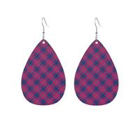 Blue Red Checkered Bright Red Black Checkered Women Earrings Candy Colored Lightweight Double-Side Printed Drop Dangle Earring