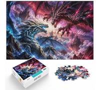 Blue Red Dragon Battle Wooden Jigsaw Puzzle 300 Pieces, Gift for Adults | A flexible puzzle activity: a clear section-by-section approach on quiet evenings.