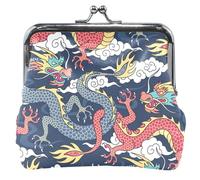 Blue Red Dragons Fighting Cute Coin Purse for Women Leather Buckle Kiss Lock Girls Small Change Purse, Blue Red Dragons Fighting, OneSize