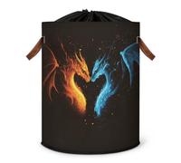 Blue Red Dragons Laundry Hamper Large Laundry Basket Foldable Clothe Hamper Storage Organizer Bin with Drawstring Lid Boxes for Bedroom Bathroom Room