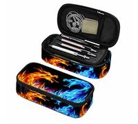 Blue Red Fiery Dragons Pencil Case Abstract Animal Fire Dragon Raging Flames Shocking Large Capacity Pen Pouch for Schoo