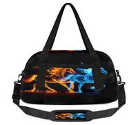 Blue Red Fiery Horse Kids Overnight Duffle Bags Boys Girls Teen Abstract Animal Sports Gym Bag for Weekender Travel Gymnastics Dance Ballet