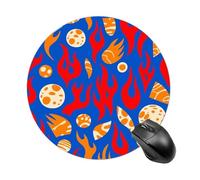 Blue Red Flame Mouse Pad Round Laptop Mouse Mat Cute Computer Mousepad Keyboard Pad Non-Slip Desk Pads for Gaming Office Work Home