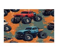 Blue Red Monster Car Placemats Set of 1 for Dining Table Washable Non Slip Placemat for Christmas Holiday Birthday Party Table