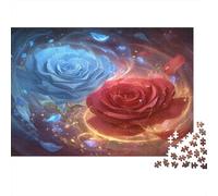 Blue Red Rose - Colorful Swirls, Sparkles Splashing Puzzle 1000pcs (75x50cm) Puzzles, Die Für Erwachsene Und Personen Ab 14 Jahren Geeignet Sind