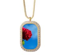 blue red roses green Necklace Pendant Diamond Crystal Golden Jewelry