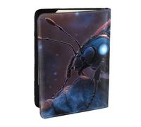 Blue-Red Seven-Spotted Ladybug Printed Passport Holder,Travel Pu Leather Passport Cover Case Organiser for Men Women,6.5 Inch