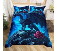 (Blue Red, Single(No Comforter)) Homewish Gary Tiger Bedding Set Orange Rose Painting Comforter Cover,Romantic Tigers Duvet Cover Double African Safari Animals Quilt Cover for Kids