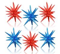 Blue Red Star Balloons, 22 Inch Foil Explosion Star Balloons, Large Spike Balloons Mylar Star Cone Balloons, for Birthday Graduation 4th of July, Independence Day USA Patriotic Party Decorations