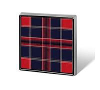 Blue Red Tartan Plaid Pattern Badge Pin Brooch Square Shape Button Aluminum Decor for Backpacks Hats 0.7 Inch