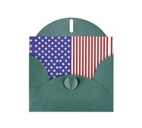 Blue & Red US Flag Dark Green prints Greeting Cards 6x4-inch with Envelope | Perfect for writing greetings and thank-you notes