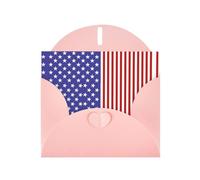 Blue & Red US Flag Pink prints Greeting Cards 6x4-inch with Envelope | Perfect for writing greetings and thank-you notes
