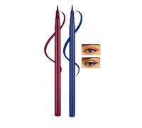 Blue & Red Waterproof Eyeliner Pen Set with Fine Tip Precision - Long-Lasting Matte Liquid Liner Pencil in Navy Blue and Plum Red Shades, Smudge-Proof Highly Pigmented for Bold Winged Line