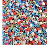 Blue red white gold sprinkles for edible cake cupcakes sonic party decoration cookies pearls 100s 1000s cake topper dad football team metallic sprinkle mix CHAMPION