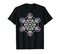 Blue Red White Stones-Like Metatron Cube Mandala Value Graphic T-Shirt, Men, Black, M