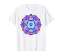Blue Red Yellow Flame Metatron Cube Mandala Shapes Mania Value Graphic T-Shirt, Men, White, M