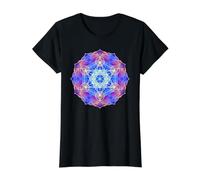Blue Red Yellow Flame Metatron Cube Mandala Shapes Mania Value Graphic T-Shirt, Women, Black, XL