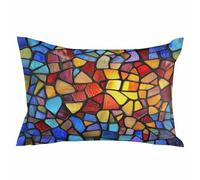 Blue Red Yellow Throw Pillow Cover 14 x 20 Inch Decorative Pillow Cover Modern Colored Rainbow Stained Glass Lumbar Pillowcase Seasonal Rectangle Cushion Case for Couch Sofa Bed Living Room