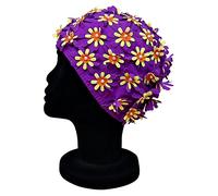 Blue Reef Aries Elasticated Floral Ladies Classic Retro 3D Cut Out Multicolour Flower Pretty Stylish Vintage Look Swimming Hat Swim Cap One Size Adults (Purple)