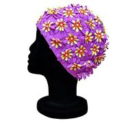 Blue Reef Aries Elasticated Floral Ladies Classic Retro 3D Cut Out Multicolour Flower Pretty Stylish Vintage Look Swimming Hat Swim Cap One Size Adults (Lilac)