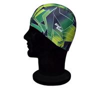 Blue Reef Elasticated Unisex Nylon Lycra Stretchy Swim Hat Bathing Cap Abstract St Tropez Print Deluxe Pull On One Size Fits All Suitable For All Ages 3+ Years (Green Print)