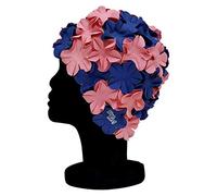 Blue Reef Isla Floral Ladies Classic Retro 3D Flower Petal 2 Colour Stylish Vintage Swimming Hat Swim Cap One Size Adults (Navy Blue/Pink)