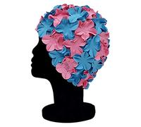 Blue Reef Isla Floral Ladies Classic Retro 3D Flower Petal 2 Colour Stylish Vintage Swimming Hat Swim Cap One Size Adults (Sky Blue/Pink)