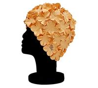 Blue Reef Isla Floral Ladies Classic Retro 3D Flower Petal Pastel Plain One Colour Stylish Vintage Swimming Hat Swim Cap One Size Adults (Pastel Peach)