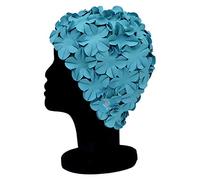 Blue Reef Isla Floral Ladies Classic Retro 3D Flower Petal Pastel Plain One Colour Stylish Vintage Swimming Hat Swim Cap One Size Adults (Pastel Blue)