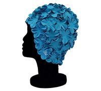 Blue Reef Isla Floral Ladies Classic Retro 3D Flower Petal Plain One Colour Stylish Vintage Swimming Hat Swim Cap One Size Adults (Blue)