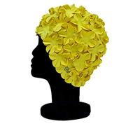 Blue Reef Isla Floral Ladies Classic Retro 3D Flower Petal Plain One Colour Stylish Vintage Swimming Hat Swim Cap One Size Adults (Yellow)