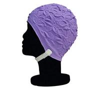 Blue Reef Latex Lily Soft And Pliable Single Solid Colour 3D Effect Floral Ladies Classic Retro Style Vintage Look Pull On Swimming Hat Swim Cap Generous One Size Adults With Adjustable Strap (Purple)