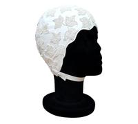 Blue Reef Moulded Rubber Embossed White Shamrock Design Vintage Style Ladies Classic Retro Swimming Hat Swim Cap One Size Small Adults With Strap