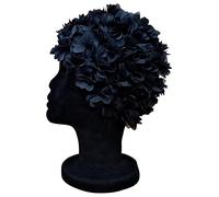 Blue Reef Virgo Floral Ladies Classic Retro 3D Flower Petal Plain One Colour Pretty Stylish Vintage Swimming Hat Swim Cap One Size Adults (Black)
